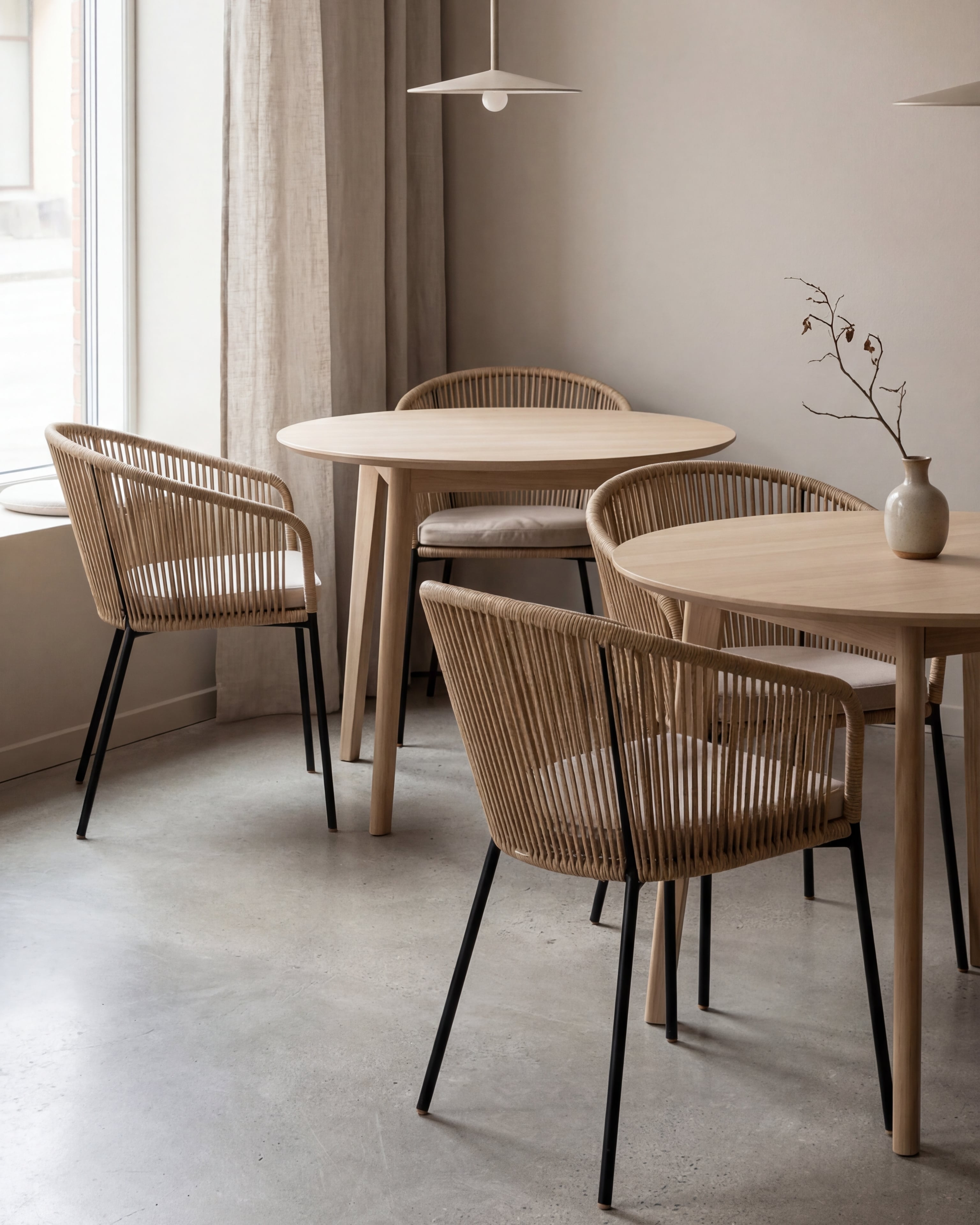 Lounge chair with rope weaving and wood structure | Uma Furniture