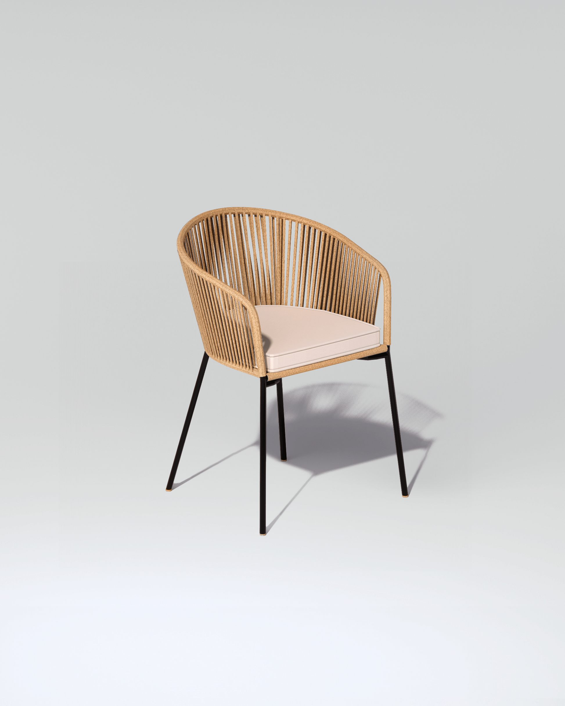 Lounge chair with rope weaving and wood structure | Uma Furniture