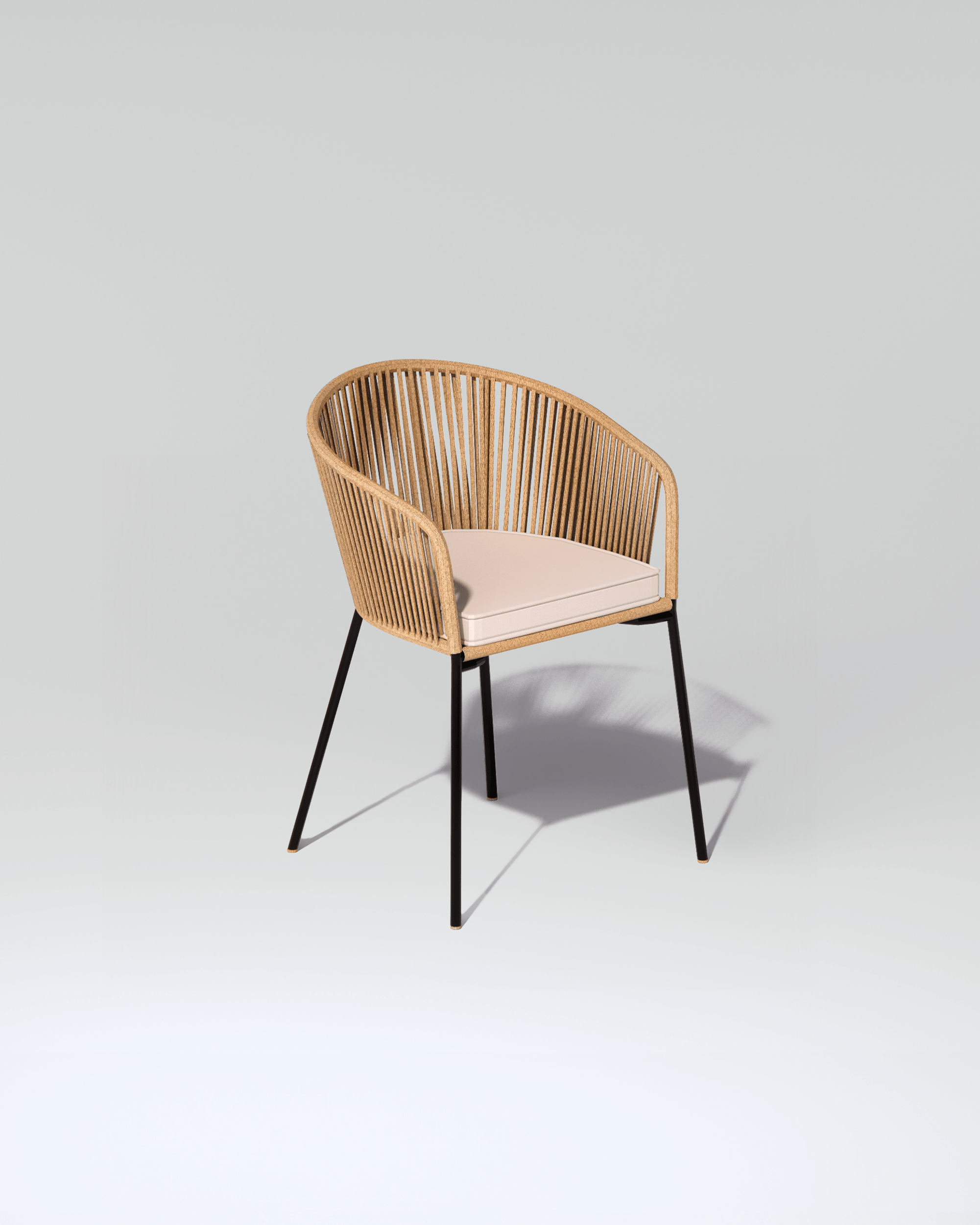 Lounge chair with rope weaving and wood structure | Uma Furniture