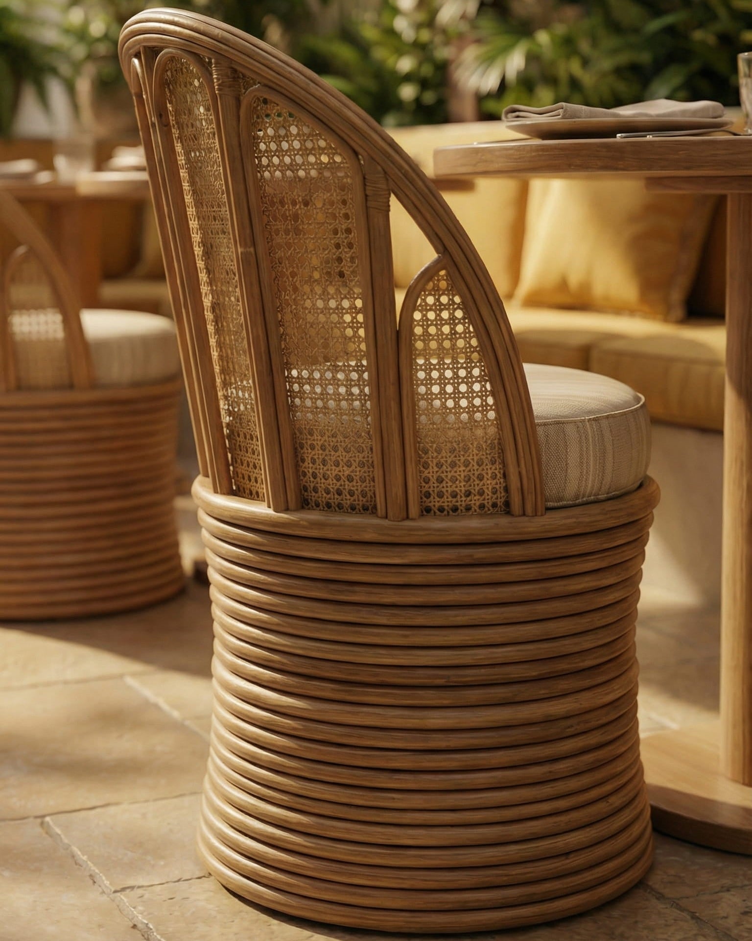 Luxury Woven Cane Lounge Chair | Uma Furniture