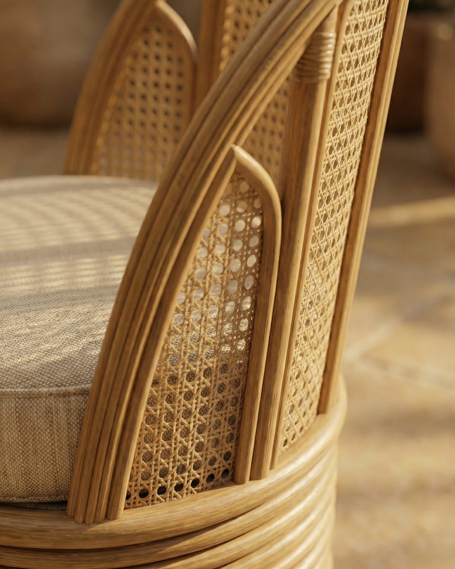 Luxury Woven Cane Lounge Chair | Uma Furniture