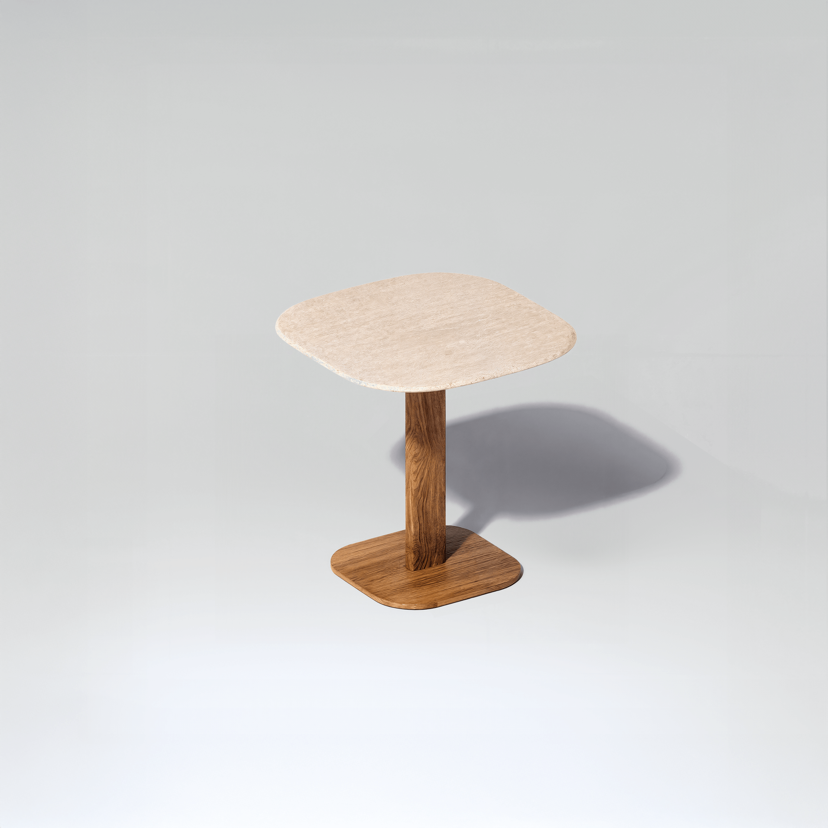 Stone & Teak Pedestal Side Table | Uma Furniture