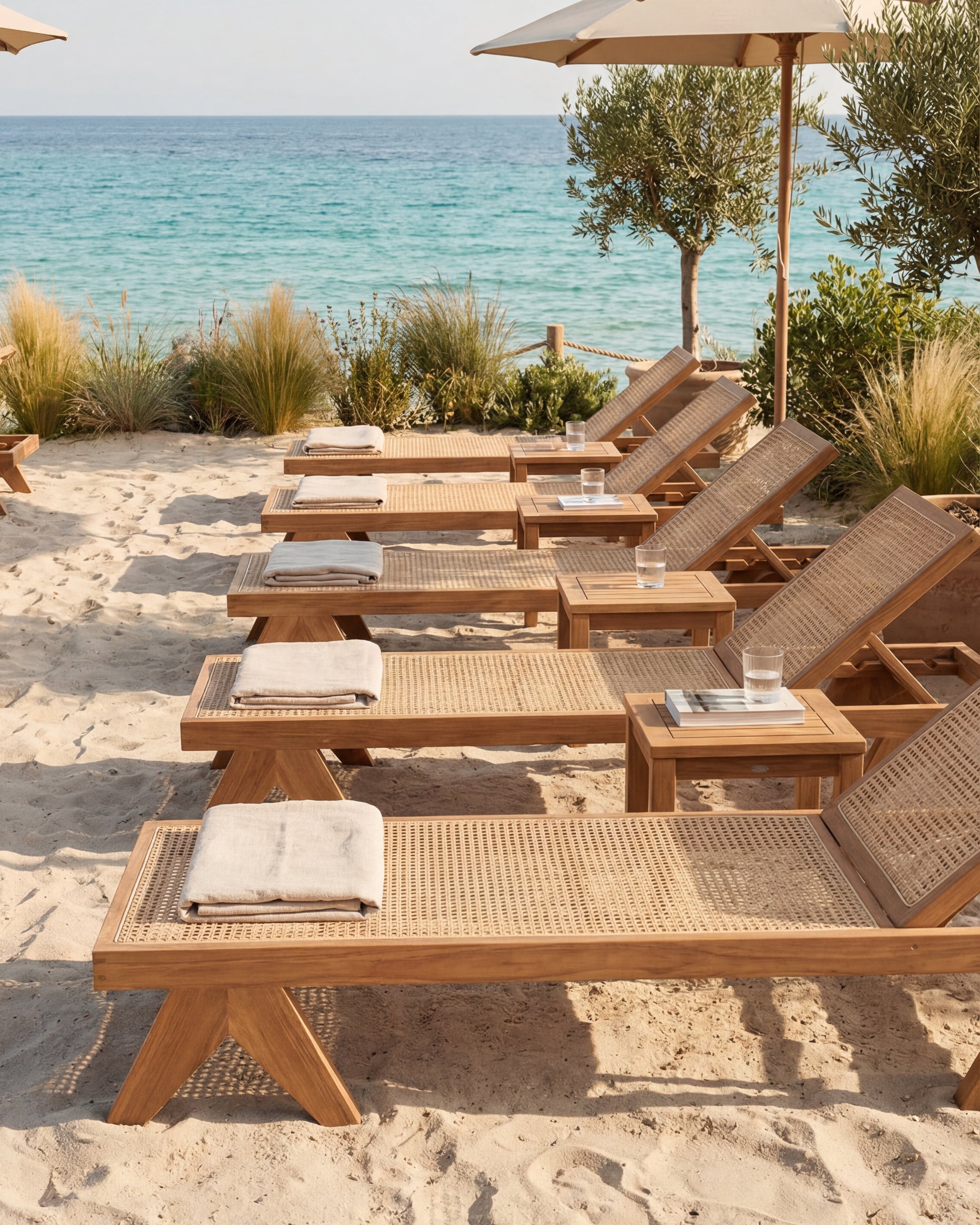 Teak & Cane Sun Lounger | Uma Furniture