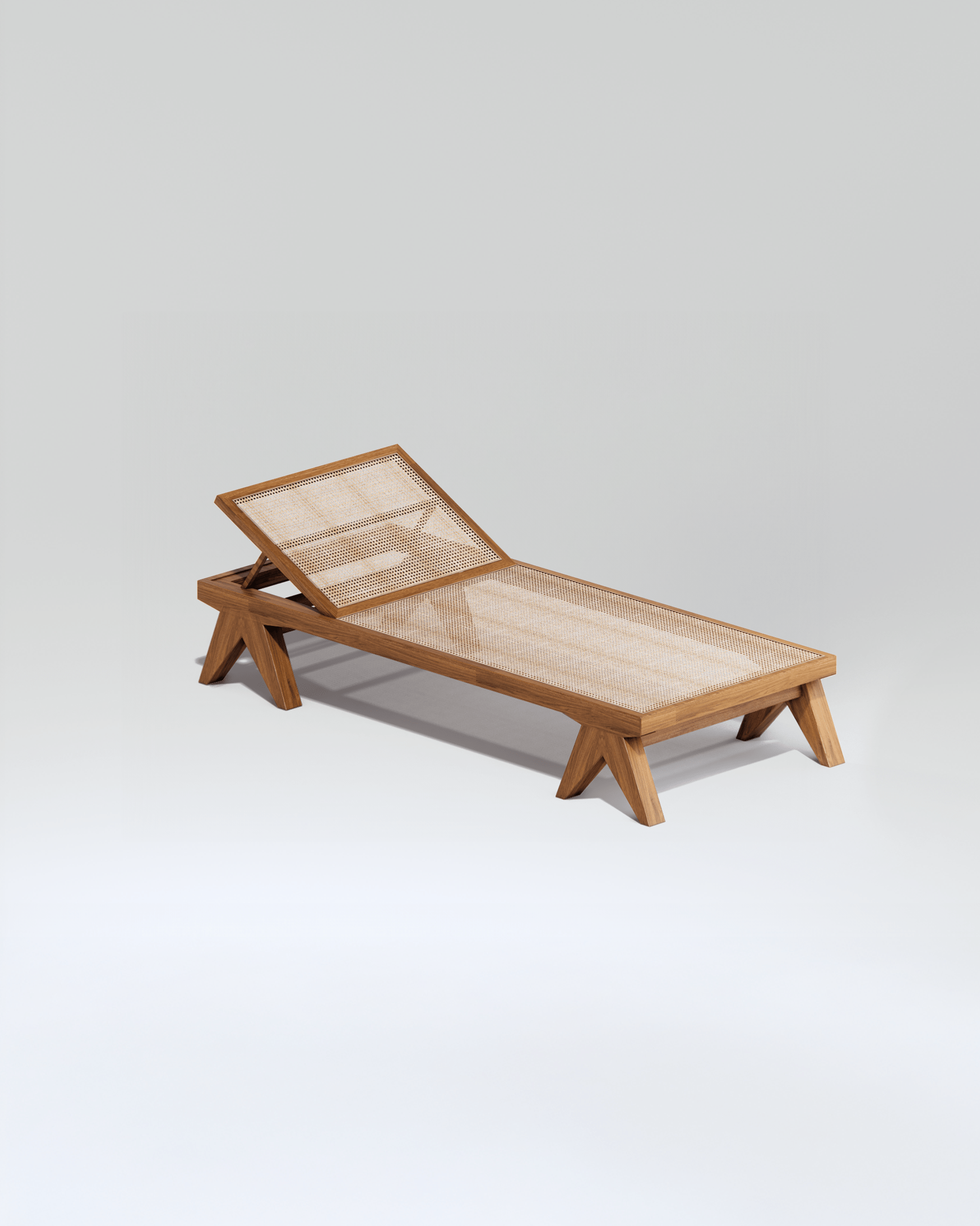Teak & Cane Sun Lounger | Uma Furniture