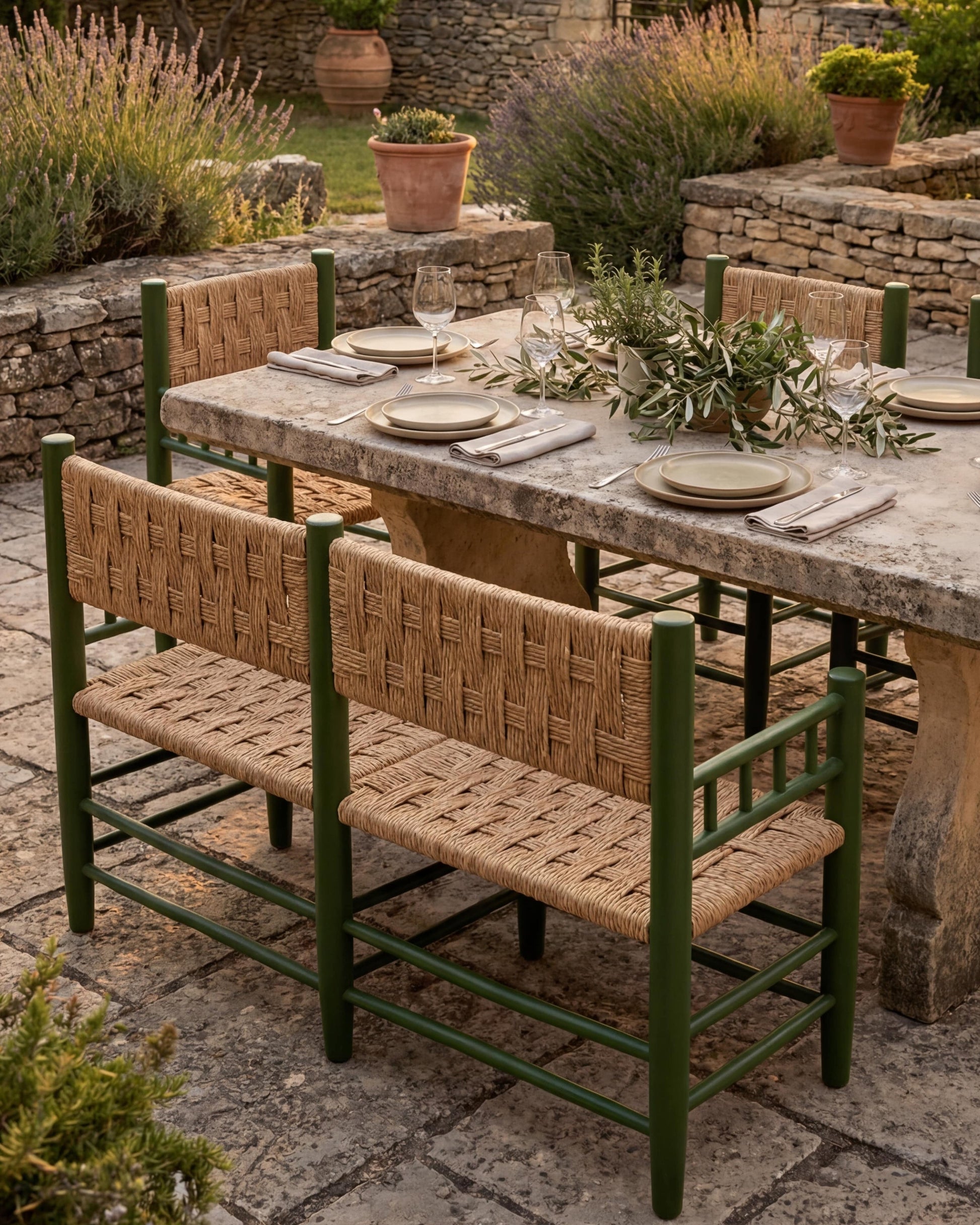 Teak Dining Bench with Woven Seat | Uma Furniture