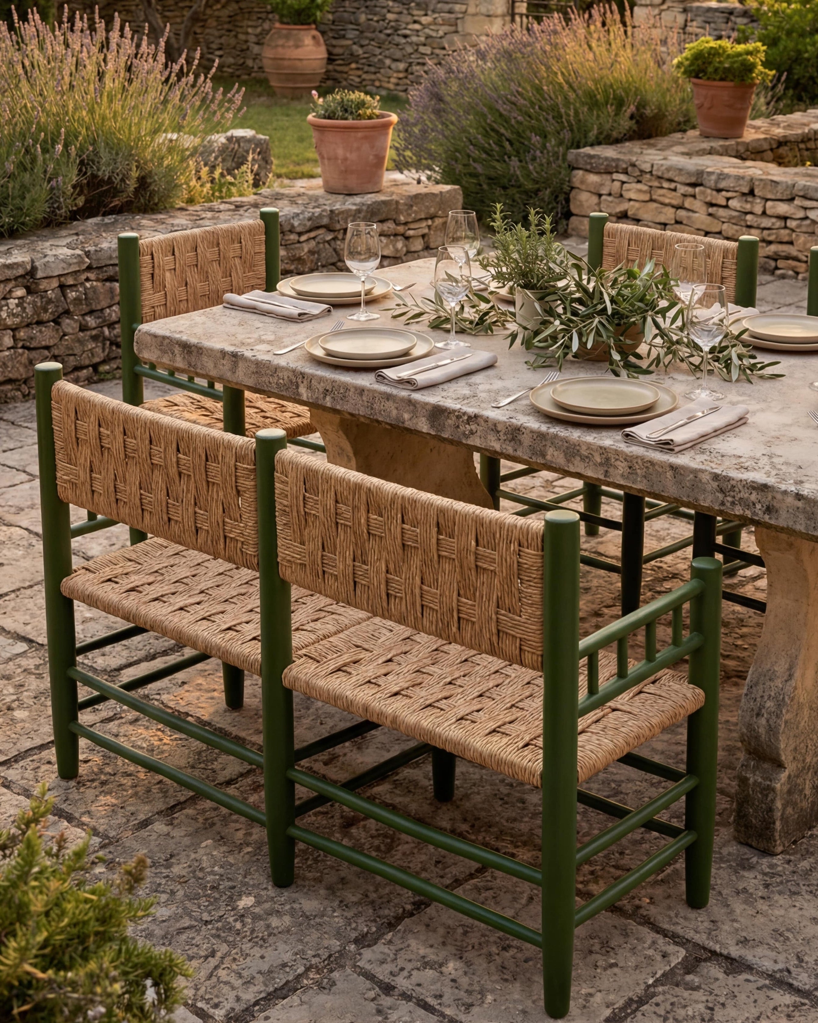 Teak Dining Bench with Woven Seat | Uma Furniture